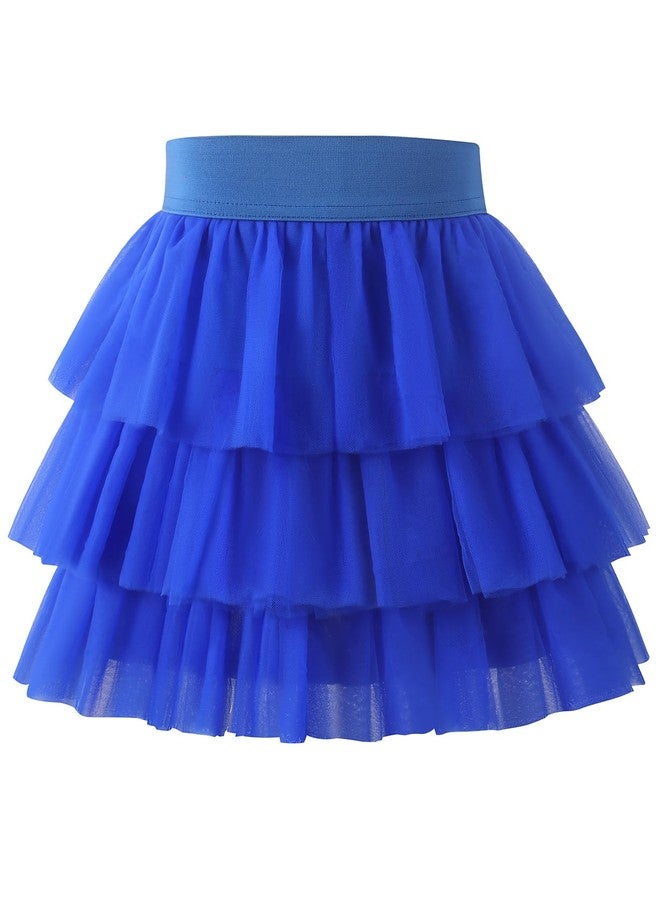 Noomelfish Girls Layered Tutu Skirt Ruffle Tiered Tulle Party Dance Skirt, Royal Blue, Size 9-10 Years - Image 1